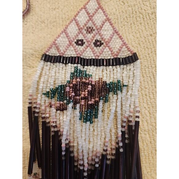 ART DECO Handmade Micro Bead Flapper/Native Amer. Glass Beaded Necklace 17" long - Picture 10 of 14